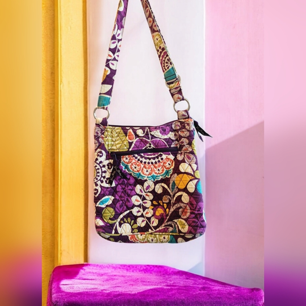 Vera Bradley Crossbody Bag Purse Retired Plum Crazy Hipster